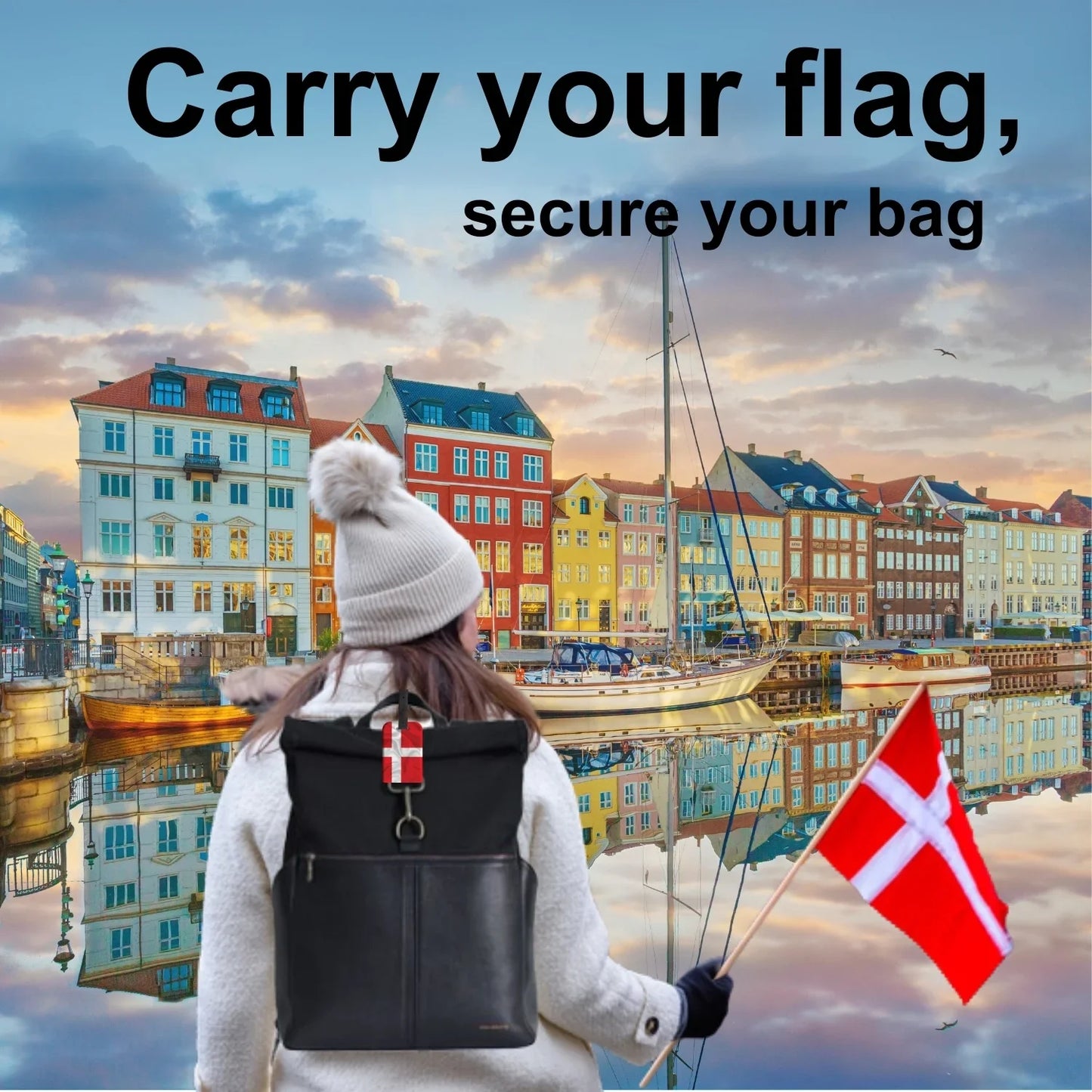 Smart Bag Security Tag - Denmark Flag [Pack 2]